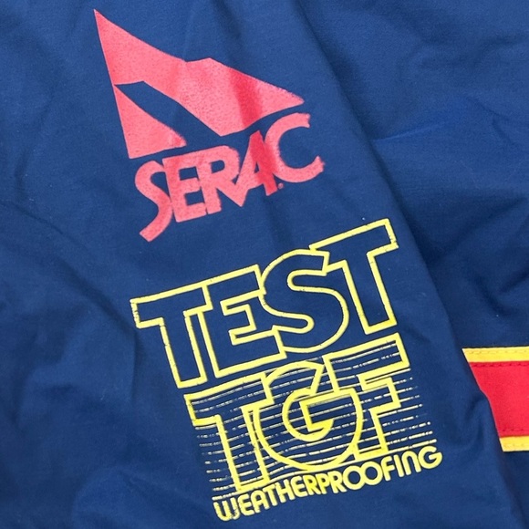 Vintage Blue SERAC Bomber Spring Skiing Jacket with Red and Yellow Stripes - Picture 6 of 7